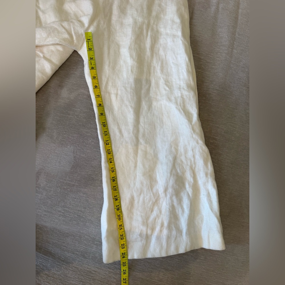 ALEXIS Linen Strapless Wide Leg Jumpsuit Cream Ruffle Top XL (no belt) - Picture 11 of 15